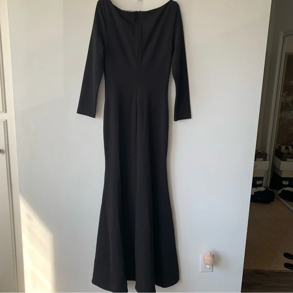 NWT Solace London Perrine Boatneck Bateau Long Sleeve Maxi Dress Gown Black